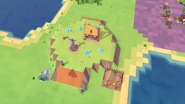 Chieftain's Hall, Spirit Totem and the Shamans' Camp on a plateau with a ramp between two lakes