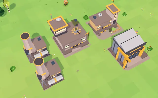 Human base: Headquarters, Power Plants, Barracks and Vehicle Factory