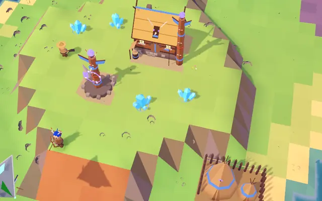 Shaman base on a plateau: Chieftain's Hall, Spirit Totem and Camp